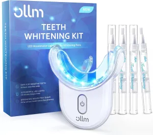 Teeth Whitening Kit with LED Light - White Sensitive Tooth 35% Carbamide Peroxide Gel Pen Dental Mouth Trays Whitener Professional Bright Brace Product System for Home Work Travel