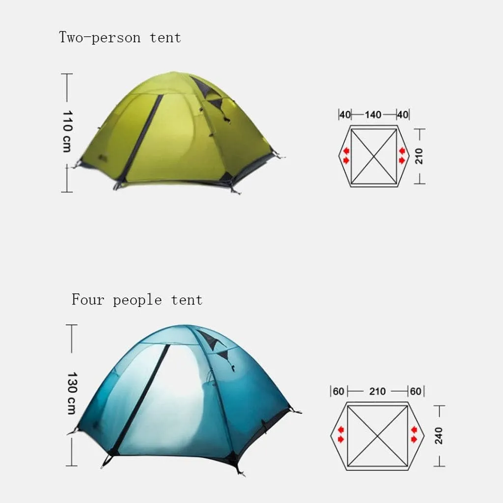 Tent for Camping Ultralight Camping Tent 2 Person 20D Silicone Easy Set Up Double Layer Waterproof 4 Season Tent for Outdoor Hiking Large Space for Picnic Outdoors
