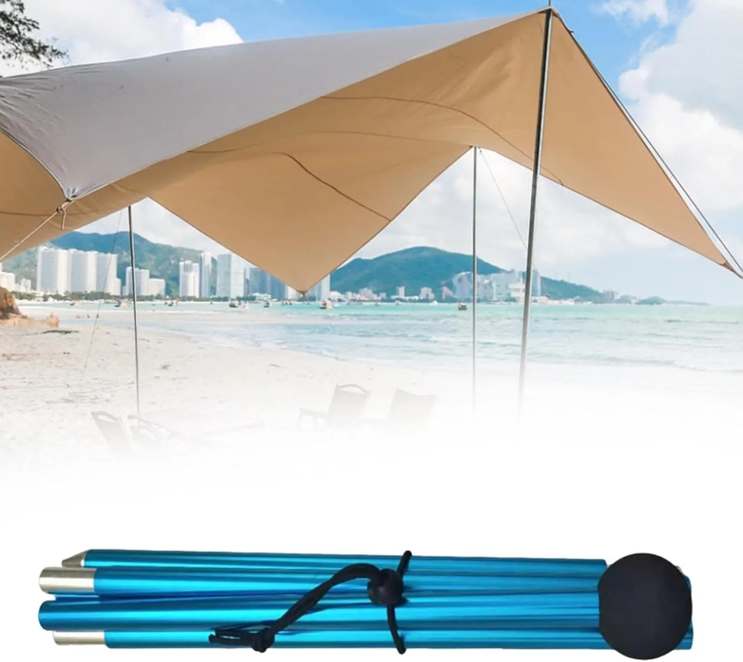 Tent Pole Tent Rod Bracket Five Sections Multifunctional Support Shelter Building 2M Tarp Pole