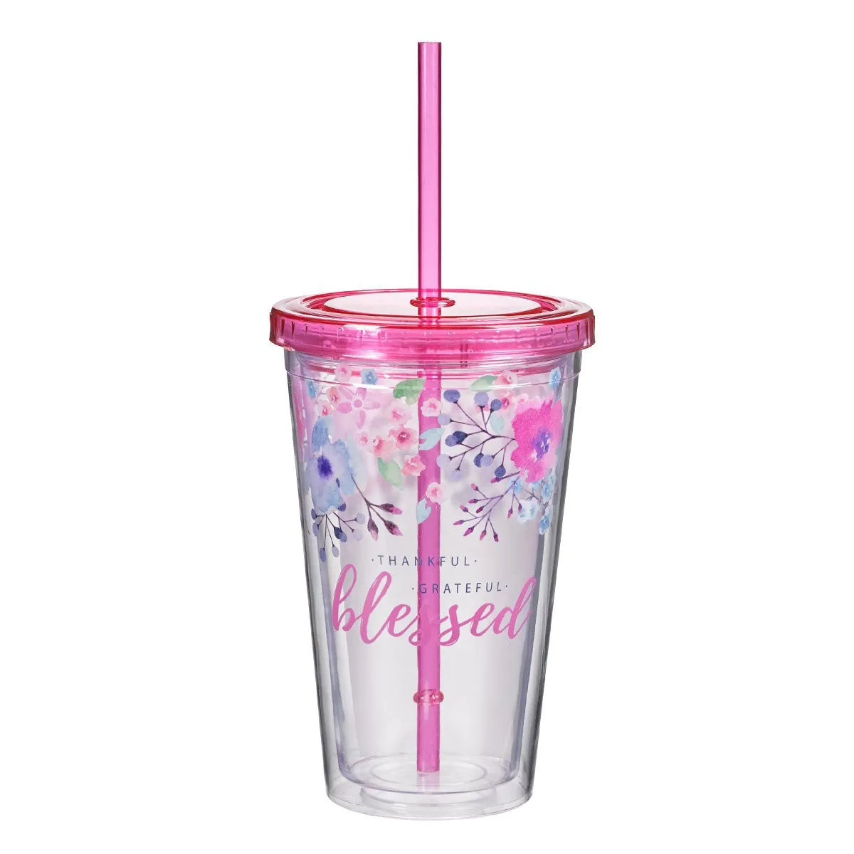 Thankful, Grateful, Blessed Plastic Tumbler