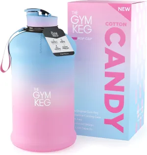 THE GYM KEG Sports Water Bottle Insulated | Half Gallon | Carry Handle | Big Water Jug For Sport | Large Reusable Water Bottles | Ecofriendly, Tritan BPA Free Plastic, Leakproof (Cotton Candy, 2.2 L)