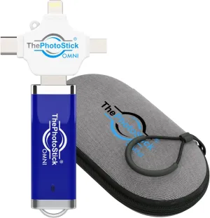 ThePhotoStick® Omni 256GB   Protective Case | Secure Photo & Video Backup and Transfer | Digital File Organization | USB & Multiport Connection for Phones, Tablets and Computers | Water Resistant Case