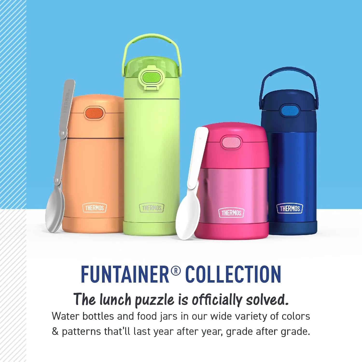 THERMOS FUNTAINER 12 Ounce Stainless Steel Vacuum Insulated Kids Straw Bottle, Blue