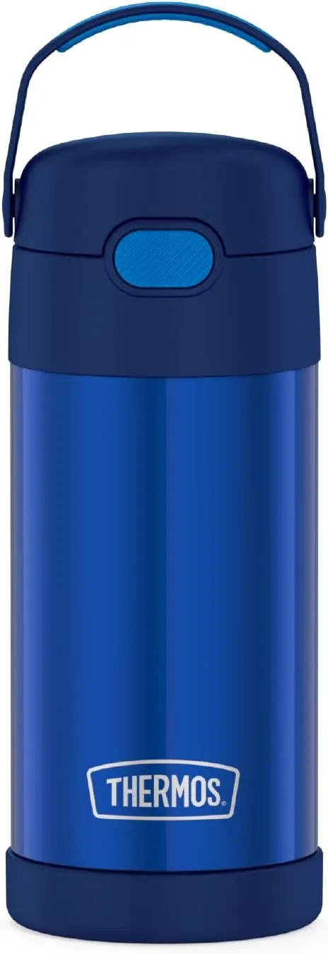 THERMOS FUNTAINER 12 Ounce Stainless Steel Vacuum Insulated Kids Straw Bottle, Blue