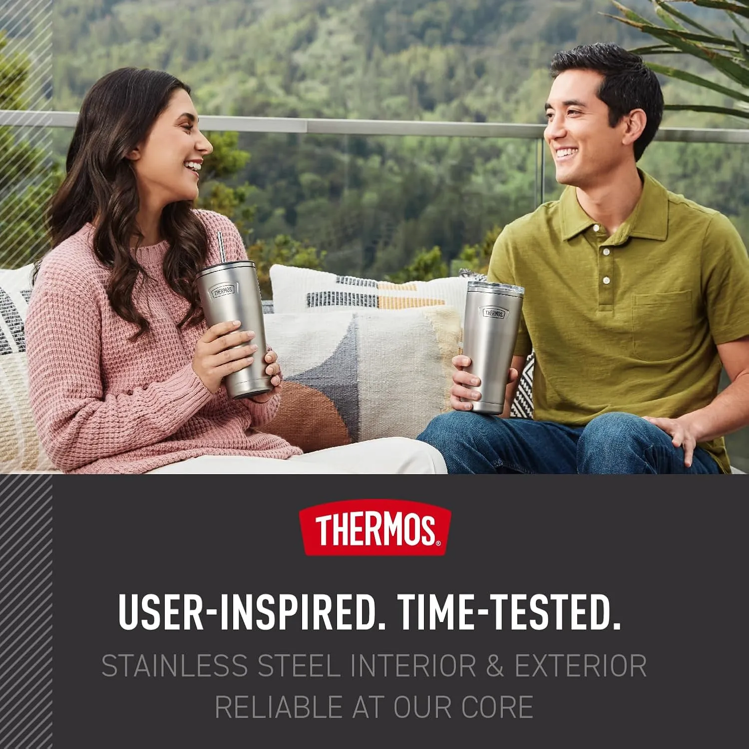 THERMOS ICON SERIES, Stainless Steel Cold Tumbler, 24 Ounce, Glacier