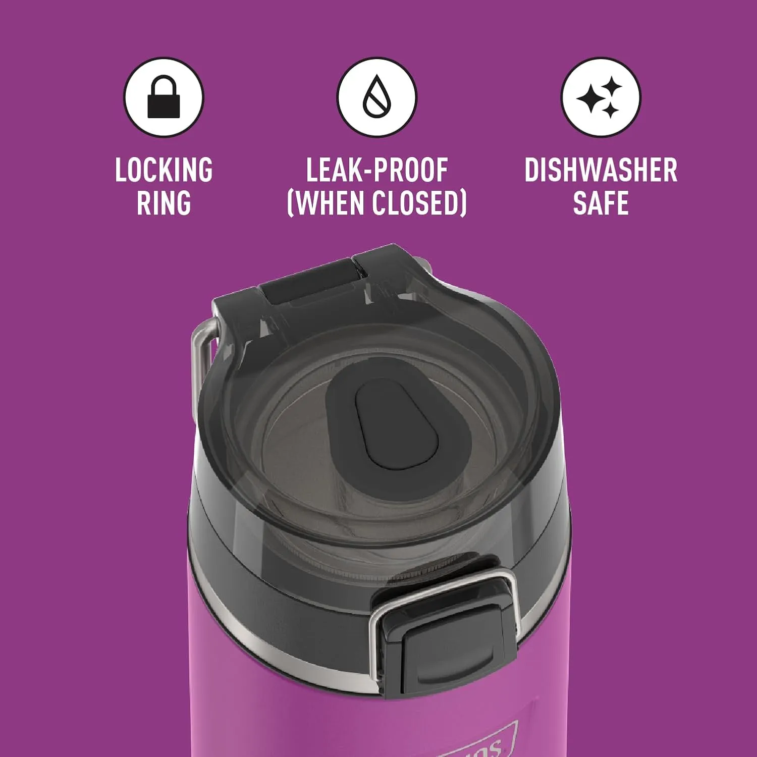 THERMOS ICON SERIES, Water Bottle with Spout - 18 Ounce, Plum - Stainless Steel Vacuum Insulated Water Bottle with Lid