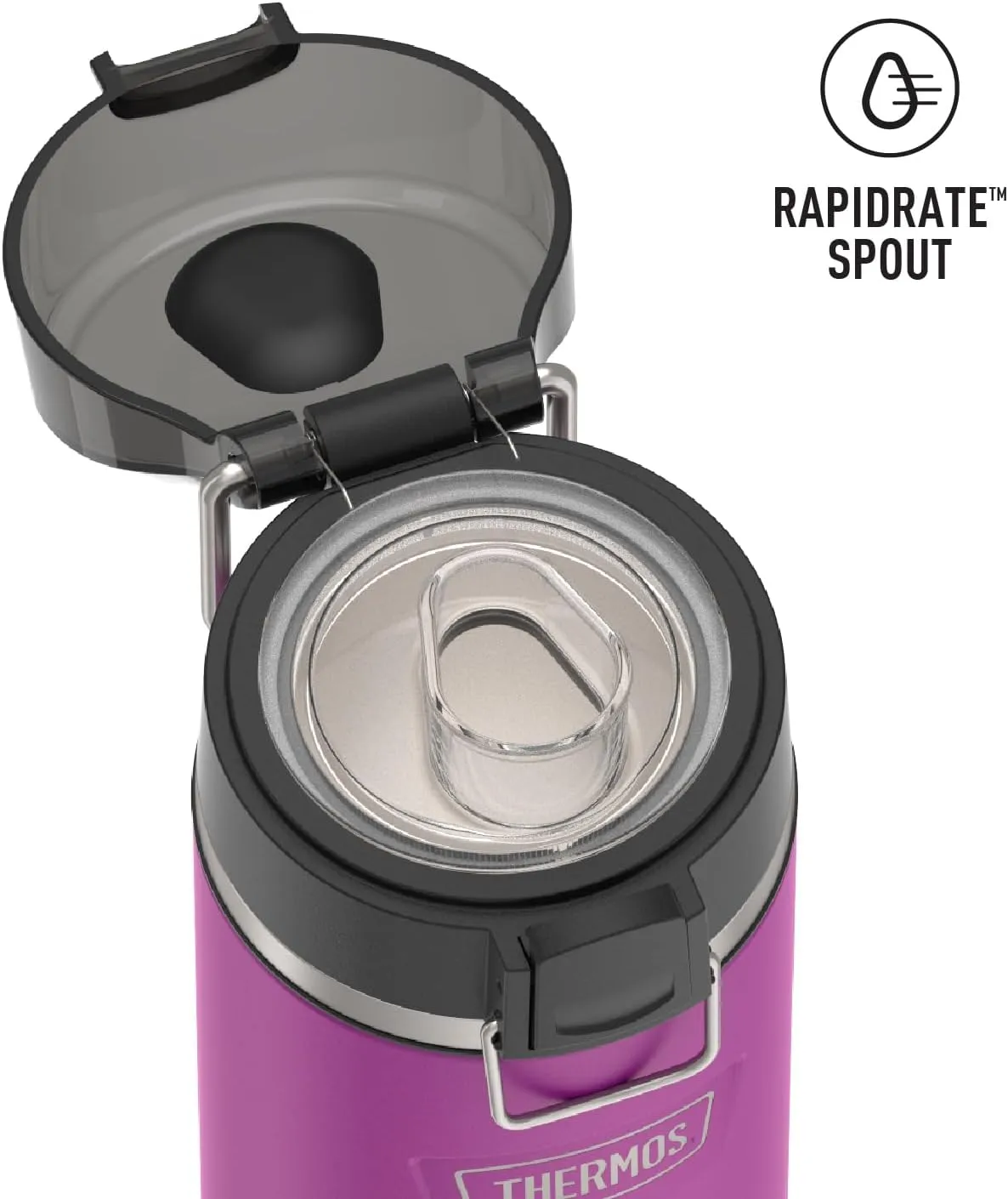 THERMOS ICON SERIES, Water Bottle with Spout - 18 Ounce, Plum - Stainless Steel Vacuum Insulated Water Bottle with Lid
