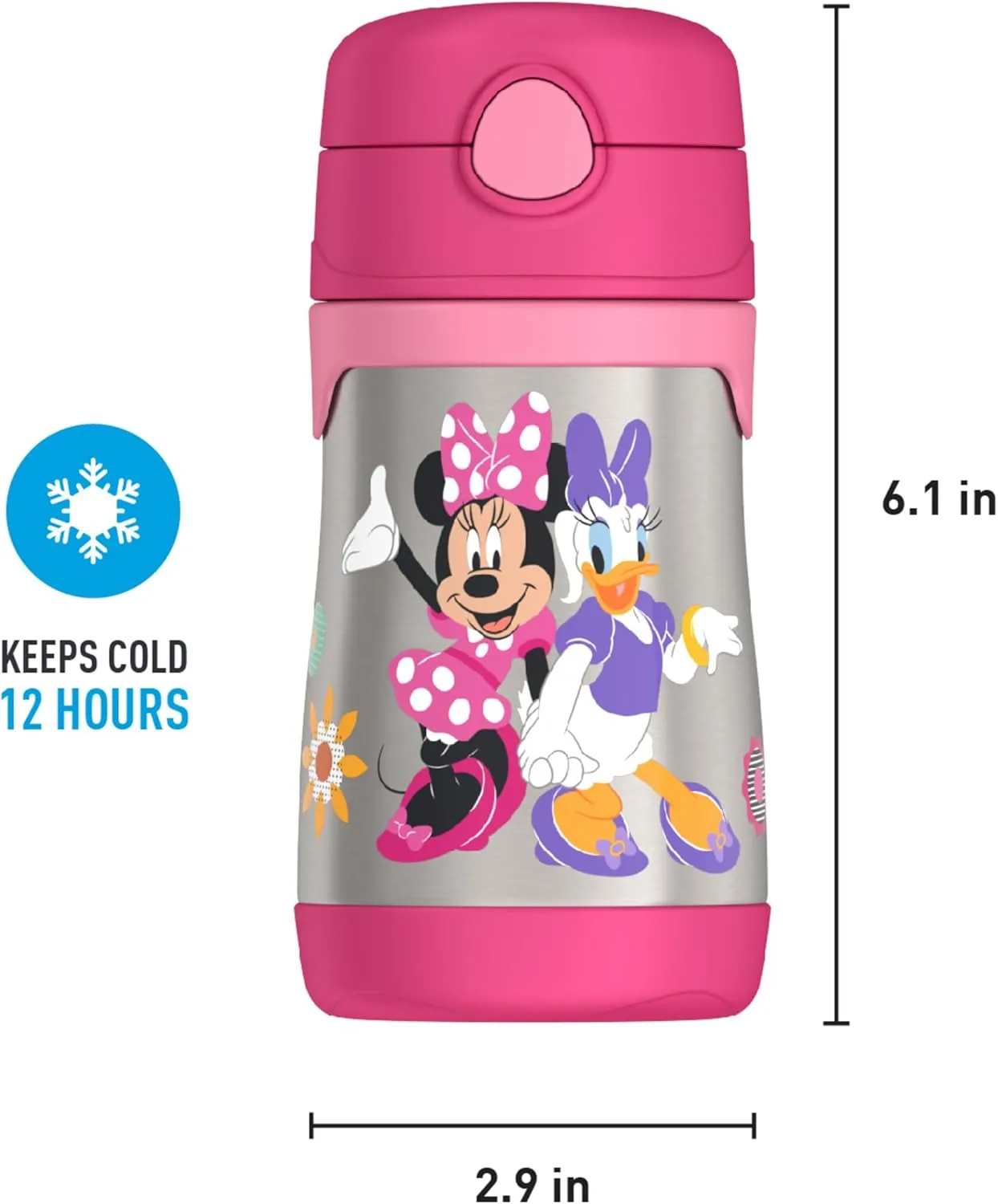 THERMOS Vacuum Insulated Stainless Steel 10oz Straw Bottle, MINNIE MOUSE