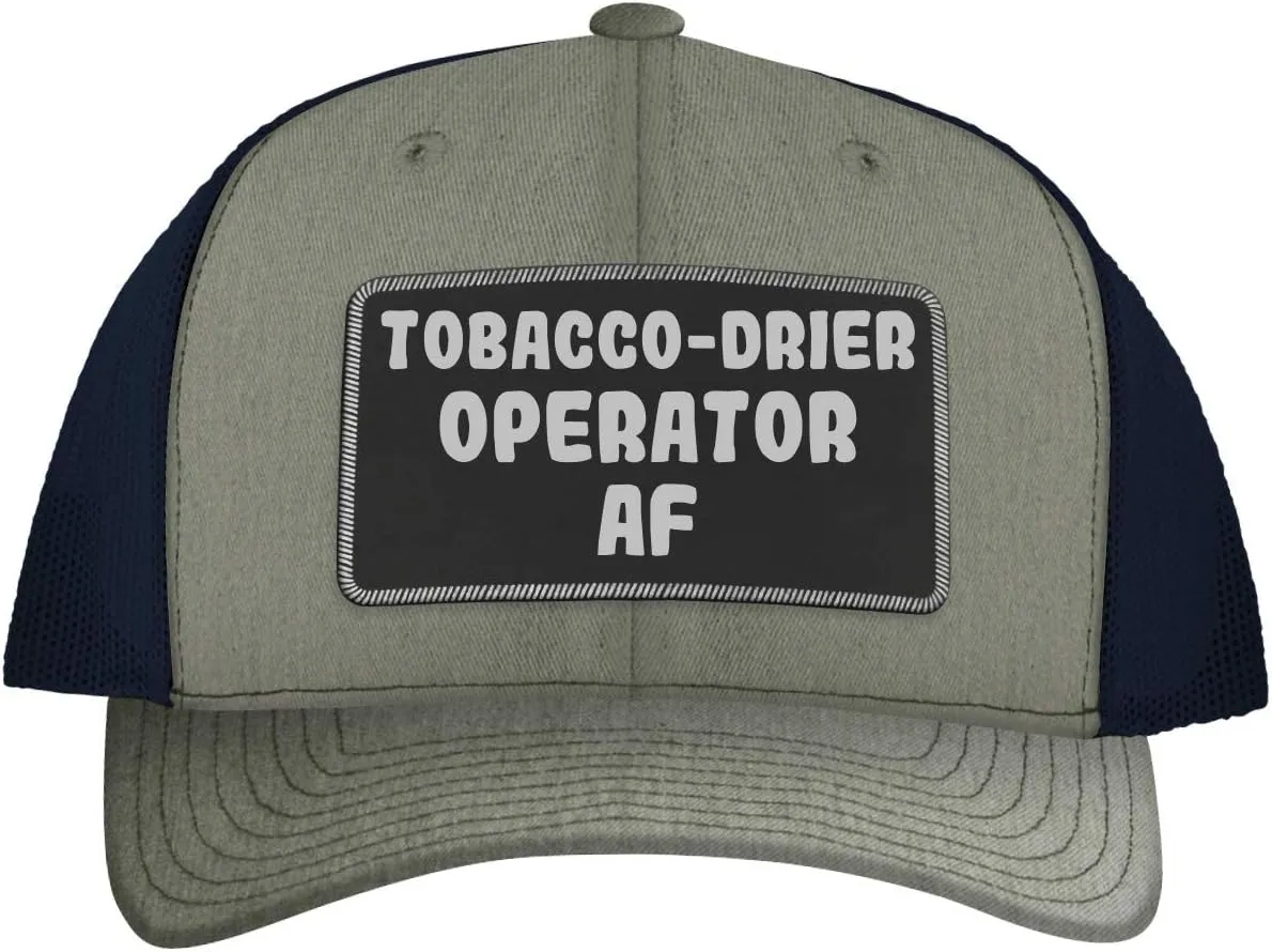 Tobacco-Drier Operator AF - Leather Black Patch Engraved Trucker Hat