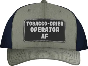Tobacco-Drier Operator AF - Leather Black Patch Engraved Trucker Hat