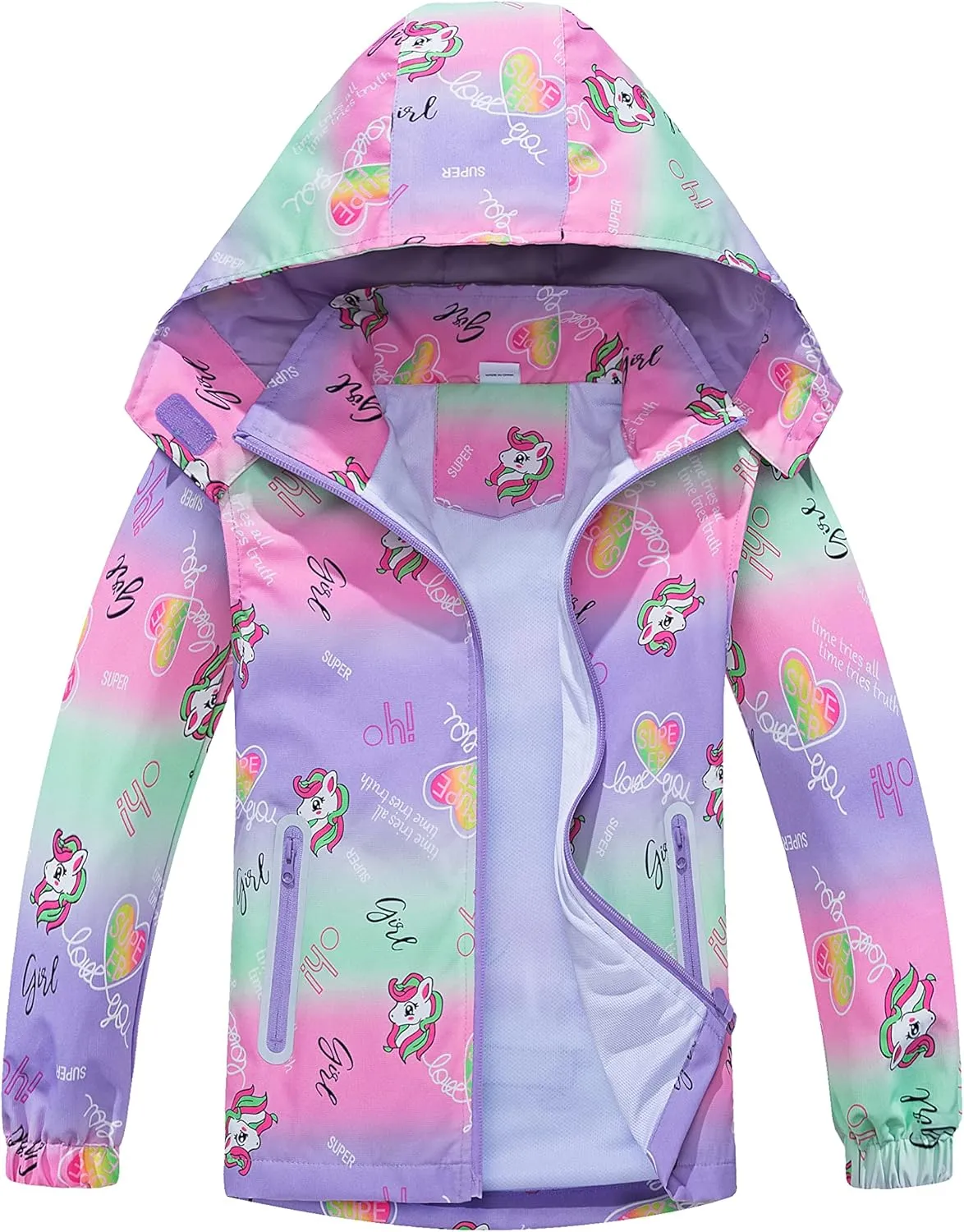 TOP&SKY KIDS Boys Dinosaur Rain Jacket Lightweight Waterproof Raincoats Windbreakers for Kids