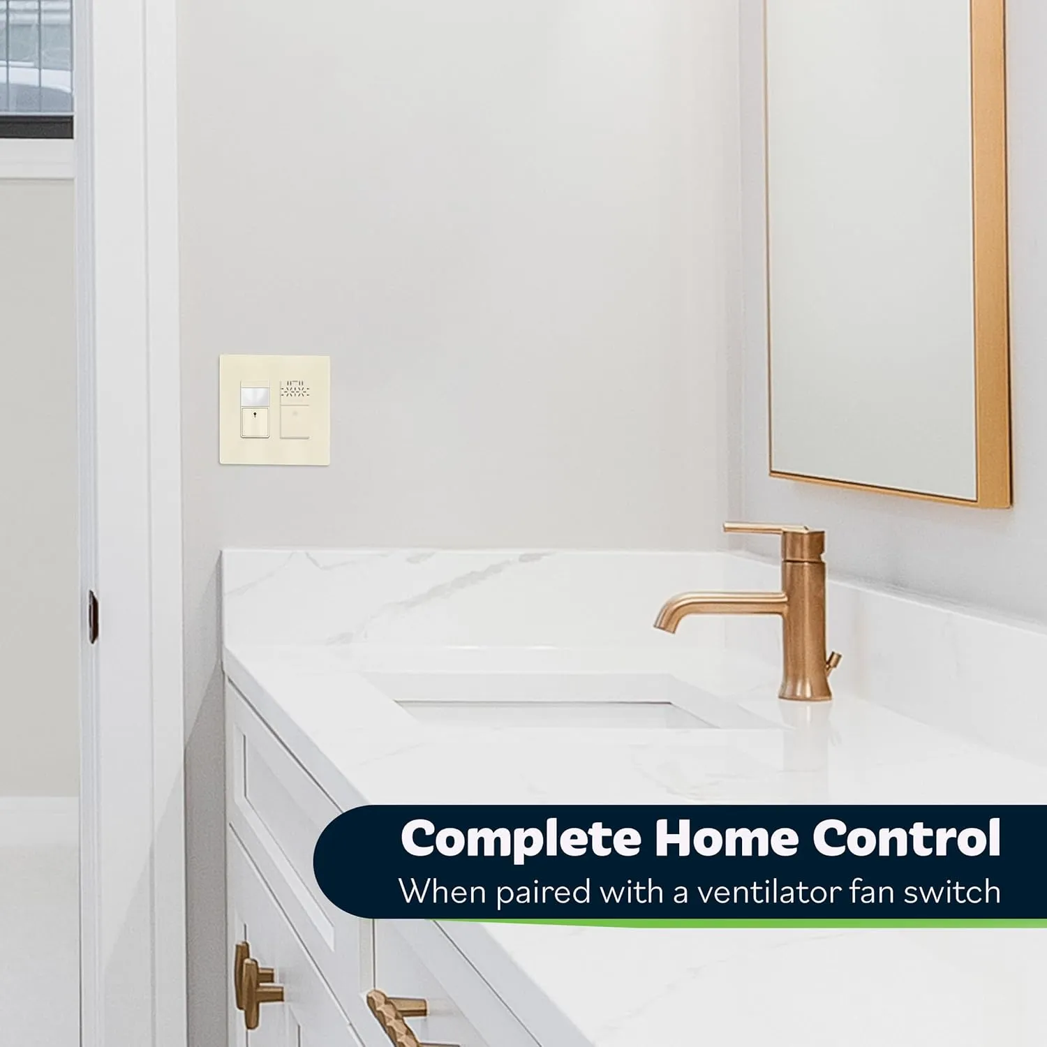 TOPGREENER PIR Motion Sensor Switch, Ambient Light Level Detector, No Neutral Required, 150W LED/CFL, 1/6 HP, Occupancy Vacancy Modes, Ground Wire Required, Single Pole, TDOS5-JM, Light Almond