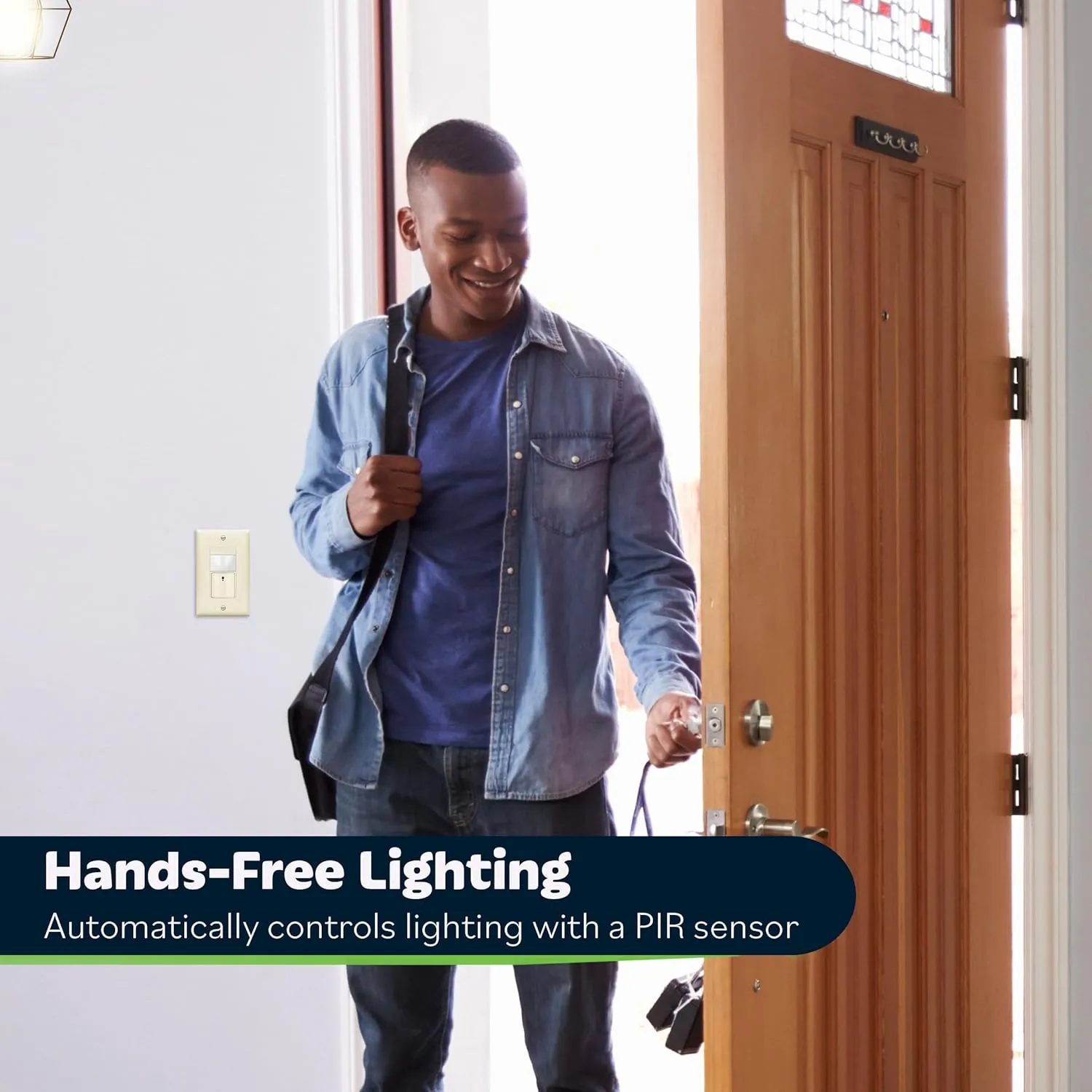 TOPGREENER PIR Motion Sensor Switch, Ambient Light Level Detector, No Neutral Required, 150W LED/CFL, 1/6 HP, Occupancy Vacancy Modes, Ground Wire Required, Single Pole, TDOS5-JM, Light Almond