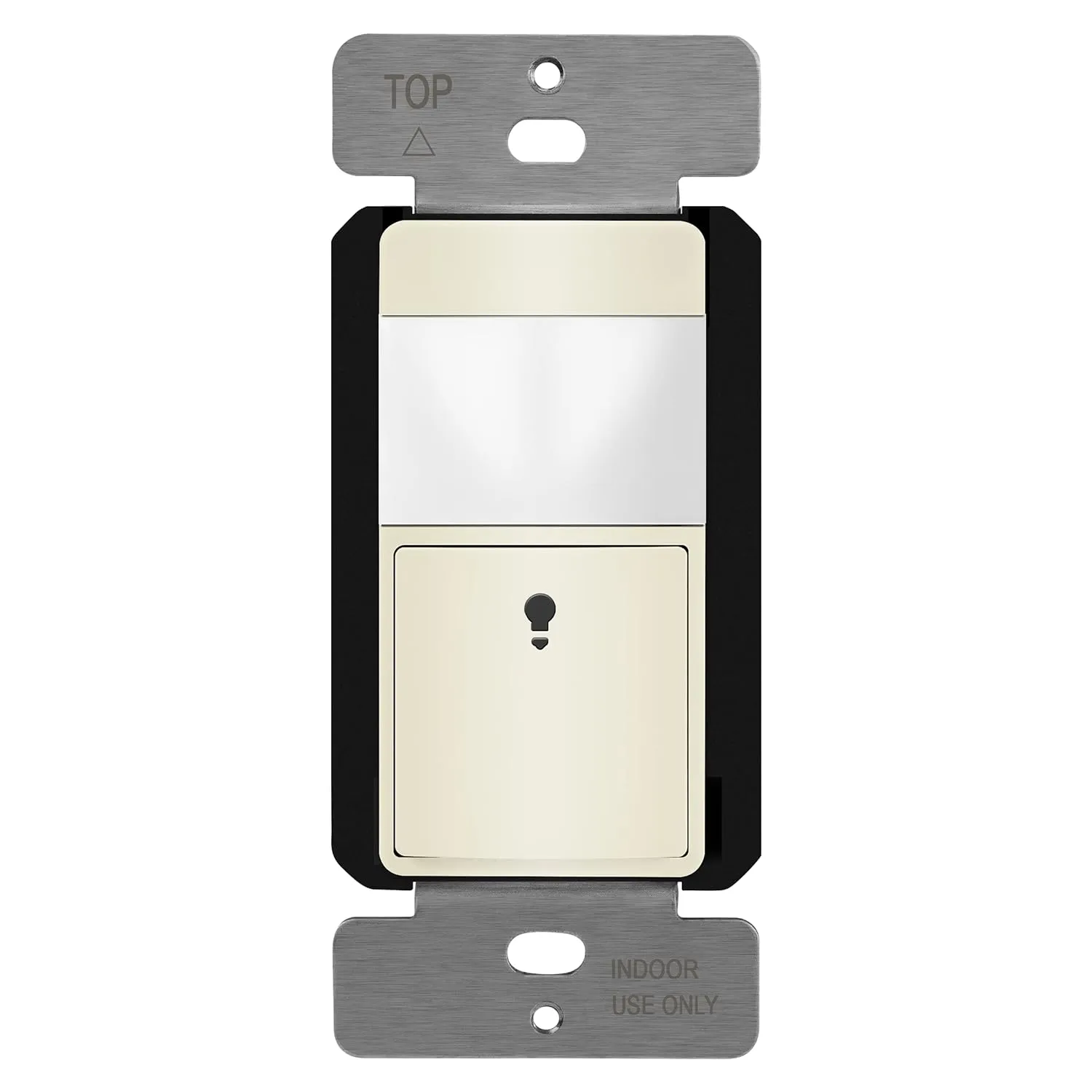 TOPGREENER PIR Motion Sensor Switch, Ambient Light Level Detector, No Neutral Required, 150W LED/CFL, 1/6 HP, Occupancy Vacancy Modes, Ground Wire Required, Single Pole, TDOS5-JM, Light Almond