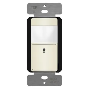 TOPGREENER PIR Motion Sensor Switch, Ambient Light Level Detector, No Neutral Required, 150W LED/CFL, 1/6 HP, Occupancy Vacancy Modes, Ground Wire Required, Single Pole, TDOS5-JM, Light Almond