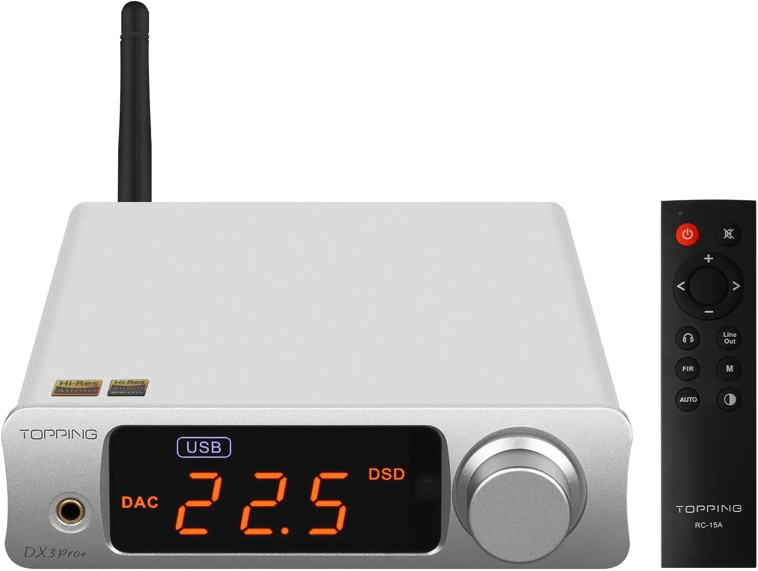 Topping DX3pro  LDAC Headphone Amplifier - ES9038Q2M XU208 NFCA Bluetooth5.0 Audio Decoder USB/Opt/Coax DAC AMP Pre Amplifier with Remote Control (Sliver)