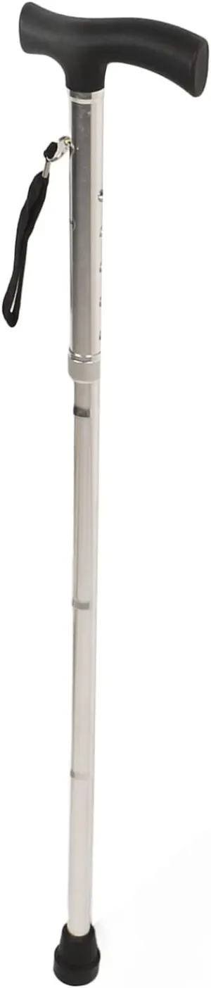 Topyond Walking Stick - 5 Section Folding Aluminum Alloy Rod with Anti-Skid Rubber Pad - Versatile Trekking Stick for Walking, Trekking, and Hiking(Silver)