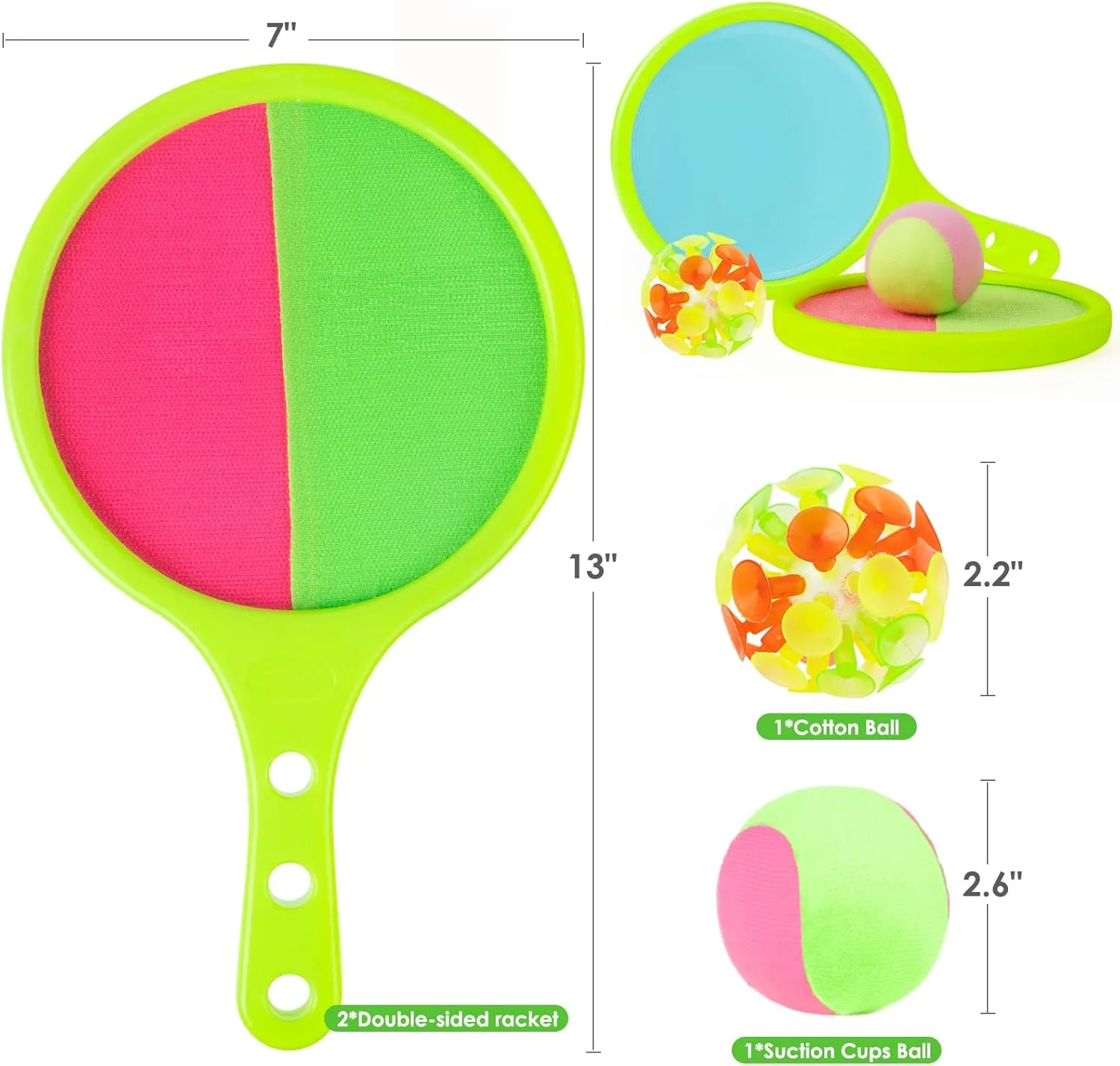 Toss Catch Ball Toys Set: Outdoor Games for Kids with 4 Paddles 4 Balls Outside Toys Beach Backyard Games Activities for Ages 3-12 (2Pack Orange)