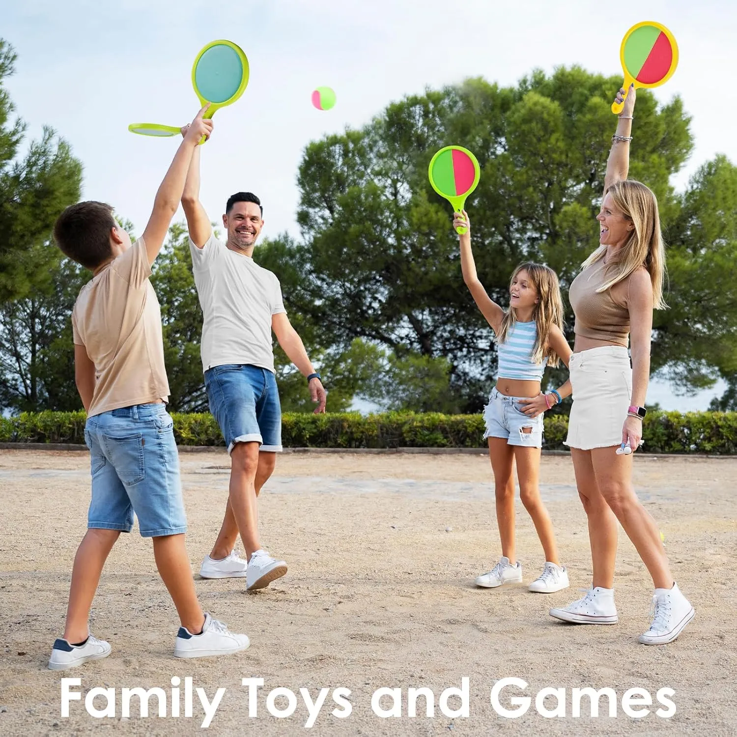 Toss Catch Ball Toys Set: Outdoor Games for Kids with 4 Paddles 4 Balls Outside Toys Beach Backyard Games Activities for Ages 3-12 (2Pack Orange)