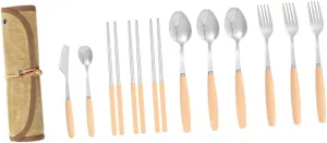 Toyvian 1Set Stainless Steel Camping Utensils Set Multi Function Portable Cutlery Kit for Picnics Hiking Bbq Travel Durable Easy to Carry Essential Camping Supplies