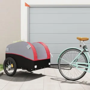 Transport with Heavy-Duty Bike Trailer, 99.2 lb Load Capacity, Durable Iron Construction, Black and Red