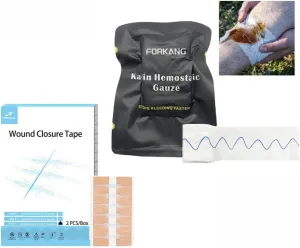 Trauma First Aid Bundle: Hemostatic Clotting Gauze (2.95"x59")   Emergency Wound Closure Zipper Tape | Stop Severe Bleeding & Secure Wounds Without Stitches | Sterile Dressing for Burns, Cuts, Out