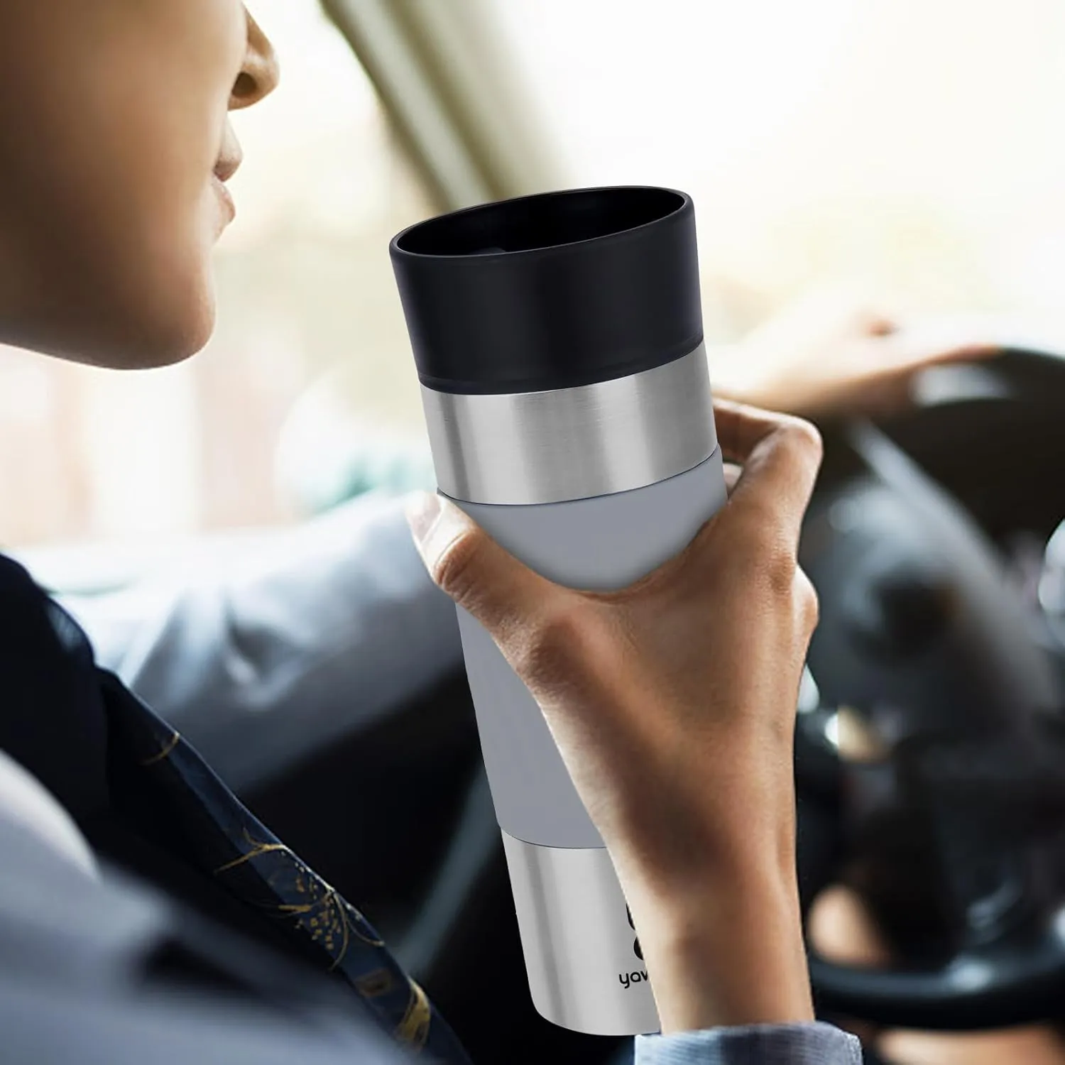 Travel Coffee Mug Spill Proof,17 Oz Travel Mug with 360°Drinking Lid,Double Wall Vacuum Insulated Coffee Travel Mug Stainless Steel Thermal Coffee Thermos Mugs for Hot and Cold Drinks(Grey)