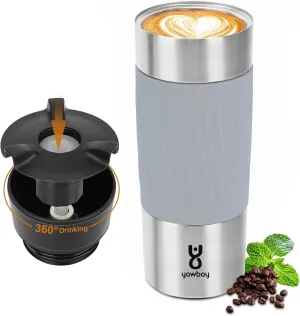 Travel Coffee Mug Spill Proof,17 Oz Travel Mug with 360°Drinking Lid,Double Wall Vacuum Insulated Coffee Travel Mug Stainless Steel Thermal Coffee Thermos Mugs for Hot and Cold Drinks(Grey)