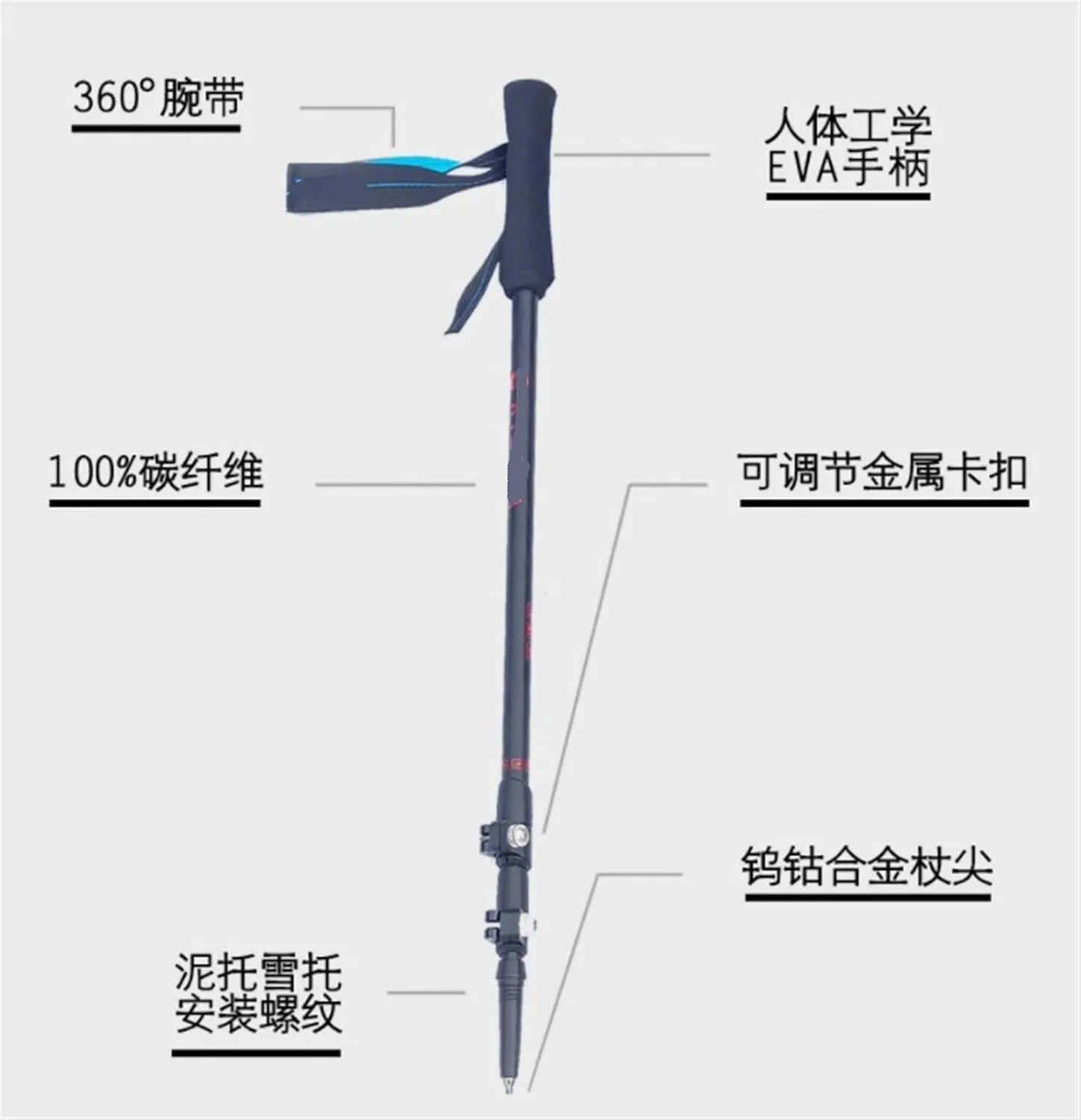 Travel Trekking Pole Trekking Poles Adjustable Hiking Walking Sticks Ultralight Carbon Fiber and Aluminum for Camping Outdoor Activities(Green)