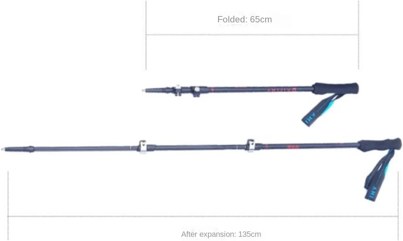Travel Trekking Pole Trekking Poles Adjustable Hiking Walking Sticks Ultralight Carbon Fiber and Aluminum for Camping Outdoor Activities(Green)