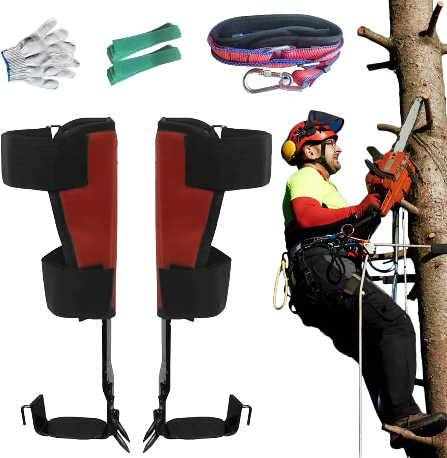 Tree Climbing Gear Kit, Climbing Wear Set, Tree Climbing Safety Gear, Tree Spikes Adjustable Climb Gear, Professional Climb Equipment with Non-Slip for Outdoor Activities, Complete Set