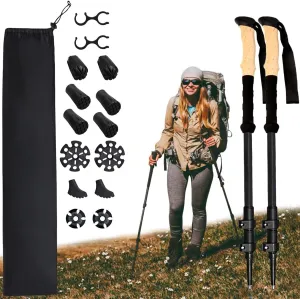 Trekking Poles for Hiking and Walking Collapsible, Lightweight 7075 Hiking Poles, Telescopic Walking Stick Pole for Adult, Children, Seniors, Comfortable Eva Grip, Adjustable Nylon Flip Lock