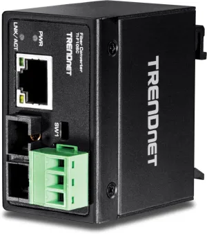 TRENDnet Hardened Industrial 100Base-FX Multi-Mode SC Fiber Converter, (2km, 1.2 Miles), IP40 Rated Housing, TI-F10SC,Black,Lifetime Protection