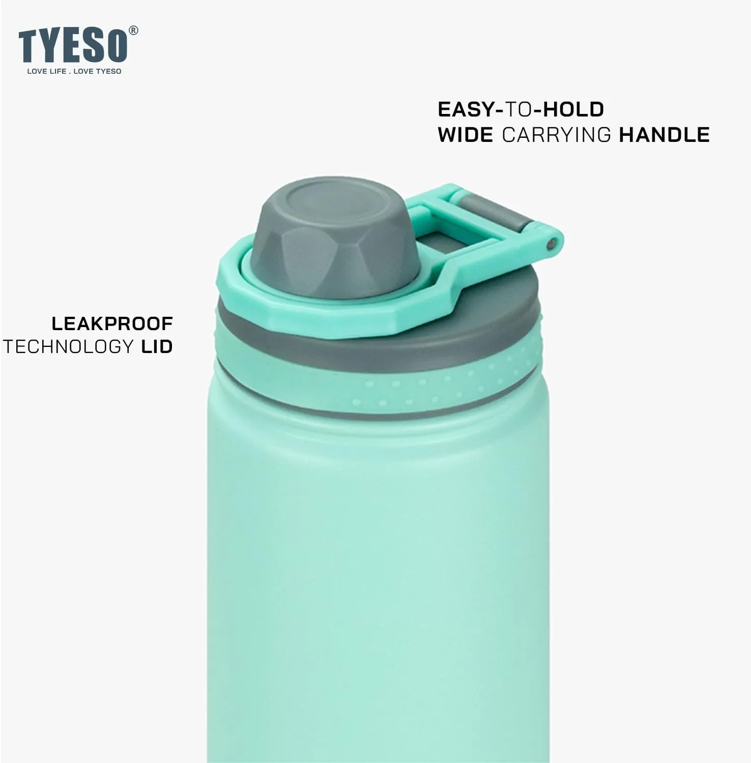 TYESO Water Bottle with Carrying Handle Lid | Insulated Stainless Steel Thermos | Travel Water Bottles for Gym & Sports | Leak Proof & BPA Free | Quick Flip Go Collection | 25oz (Purple)