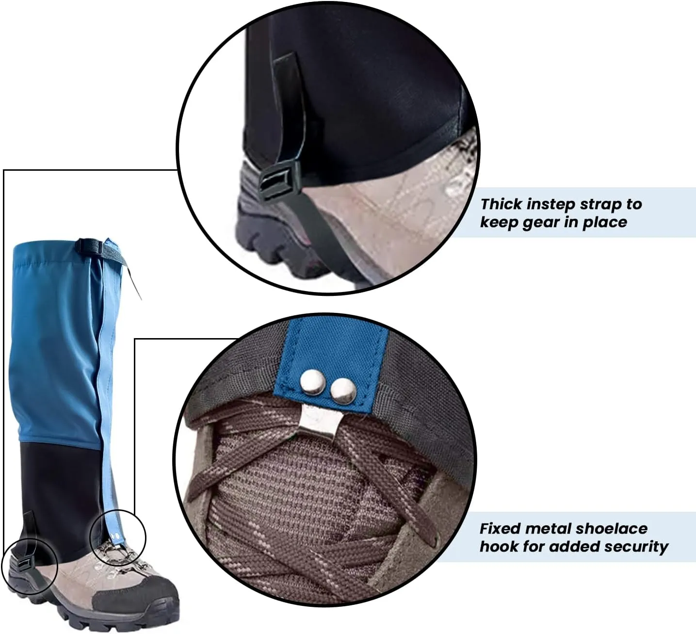 Ultimate Blue Gaiters for Men - Hiking Gear - Boot Gaiters for Men - Gaiters for Hiking - Hiking Gaiters for Men - Outdoor Research Gaiters Men - Leg Gaiters for Women- Hunting Gaiters
