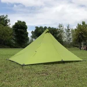 Ultralight Trekking Pole Backpacking Tent, Waterproof Pyramid Single Camping Tent, Windproof 1 Person Shelter With Support Poles For Backpacking Hiking Trekking(green)