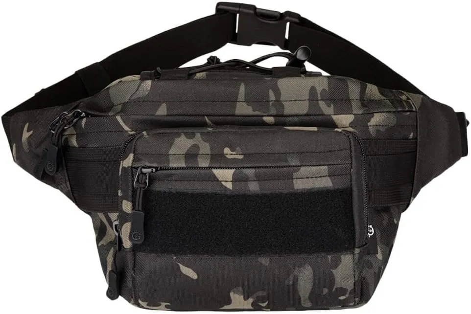 UNISTRENGH Tactical Fanny Pack Military Waist Bag Hip Belt Bumbag Utility Bags for Outdoor Hiking Climbing Fishing (Black-scorpion Camouflage)