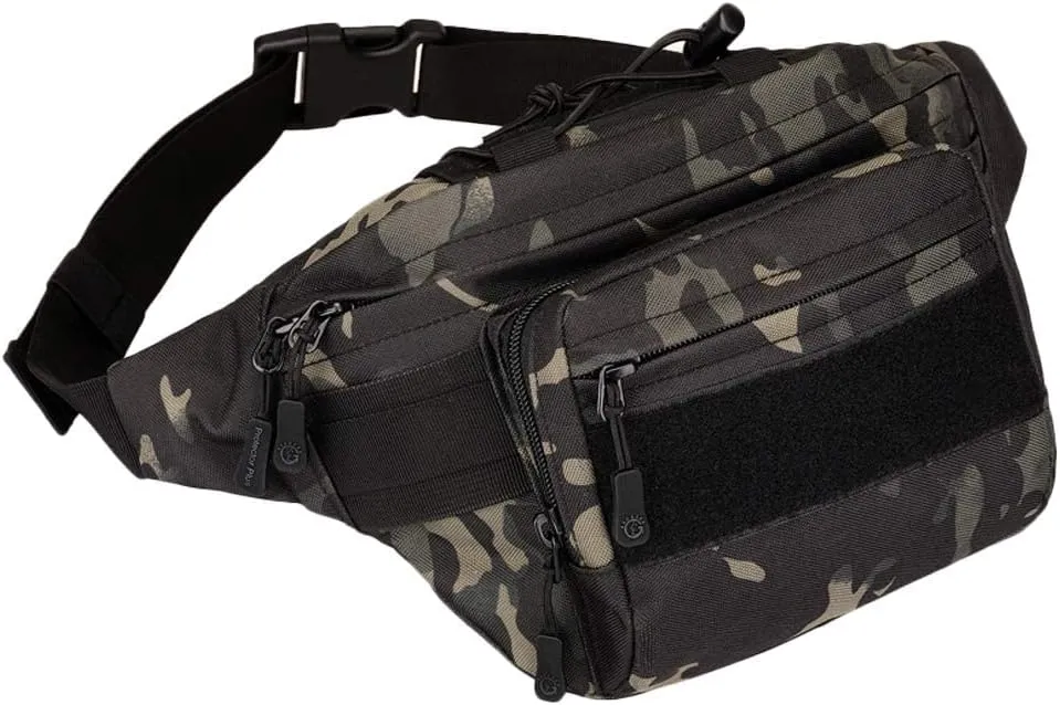 UNISTRENGH Tactical Fanny Pack Military Waist Bag Hip Belt Bumbag Utility Bags for Outdoor Hiking Climbing Fishing (Black-scorpion Camouflage)