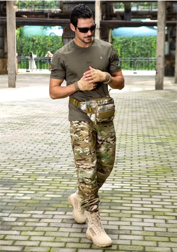 UNISTRENGH Tactical Fanny Pack Military Waist Bag Hip Belt Bumbag Utility Bags for Outdoor Hiking Climbing Fishing (CP Camouflage)