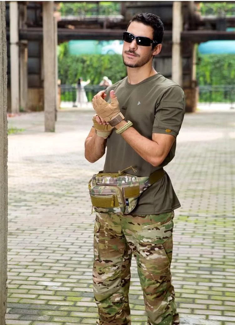 UNISTRENGH Tactical Fanny Pack Military Waist Bag Hip Belt Bumbag Utility Bags for Outdoor Hiking Climbing Fishing (CP Camouflage)