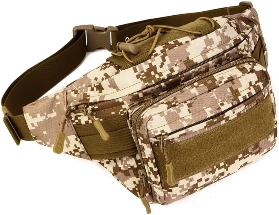 UNISTRENGH Tactical Fanny Pack Military Waist Bag Hip Belt Bumbag Utility Bags for Outdoor Hiking Climbing Fishing (Desert Camouflage)