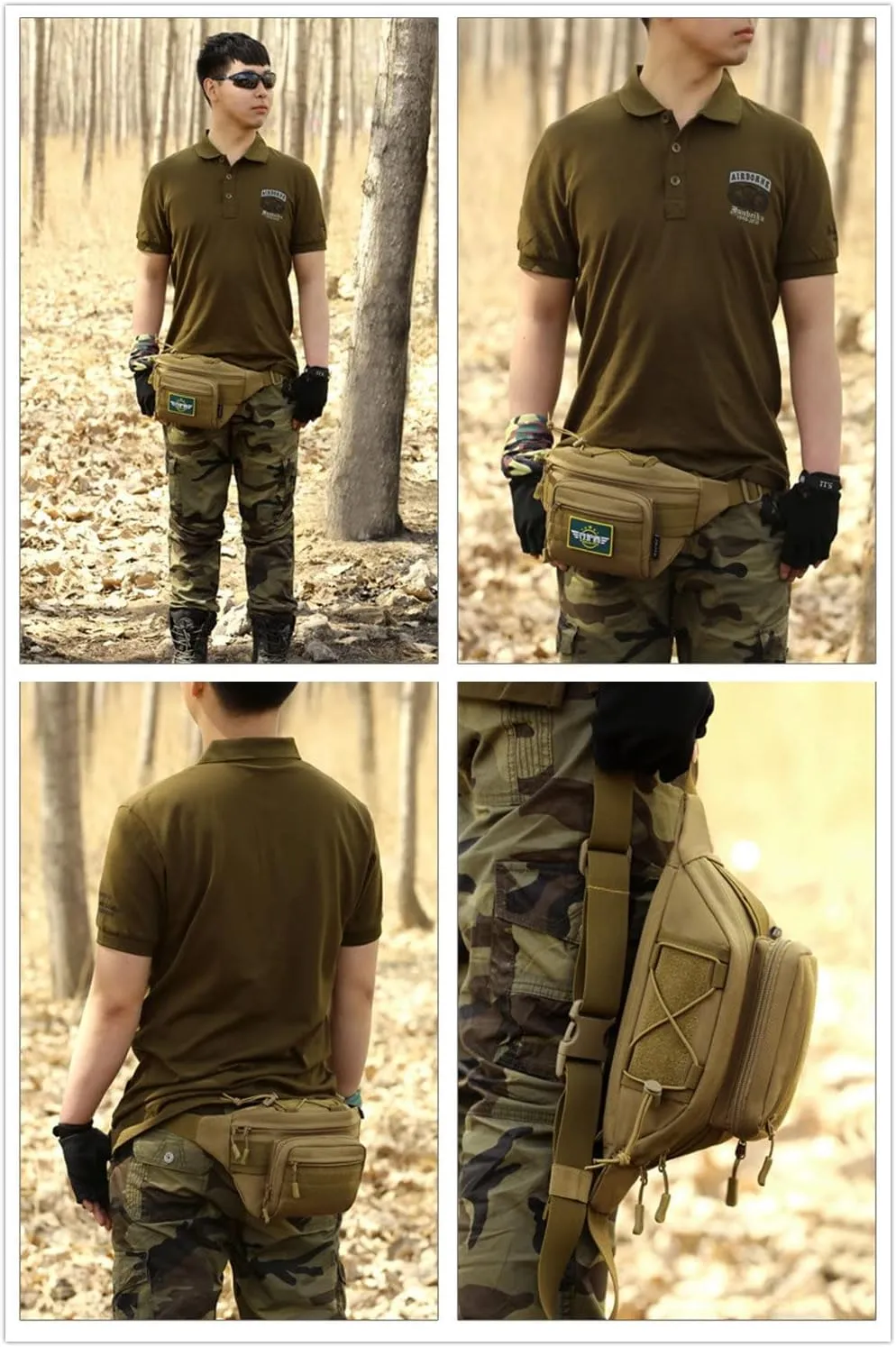 UNISTRENGH Tactical Fanny Pack Military Waist Bag Hip Belt Bumbag Utility Bags for Outdoor Hiking Climbing Fishing (Desert Camouflage)