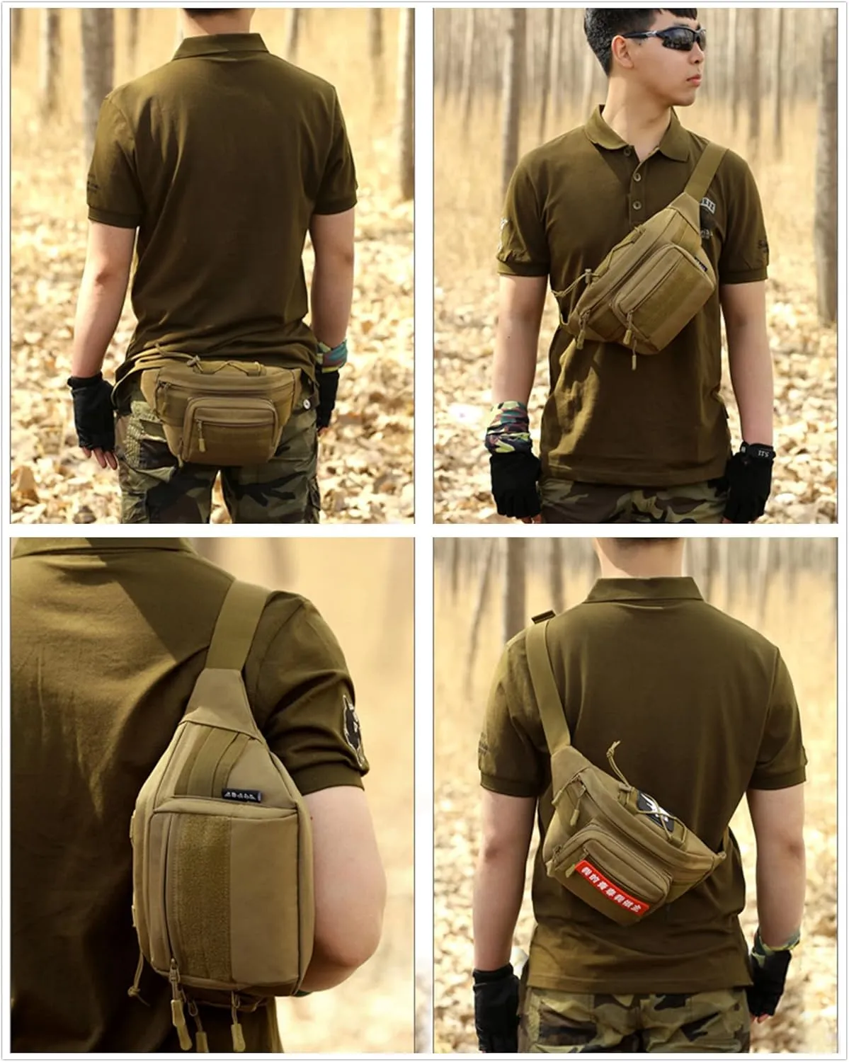 UNISTRENGH Tactical Fanny Pack Military Waist Bag Hip Belt Bumbag Utility Bags for Outdoor Hiking Climbing Fishing (Desert Camouflage)