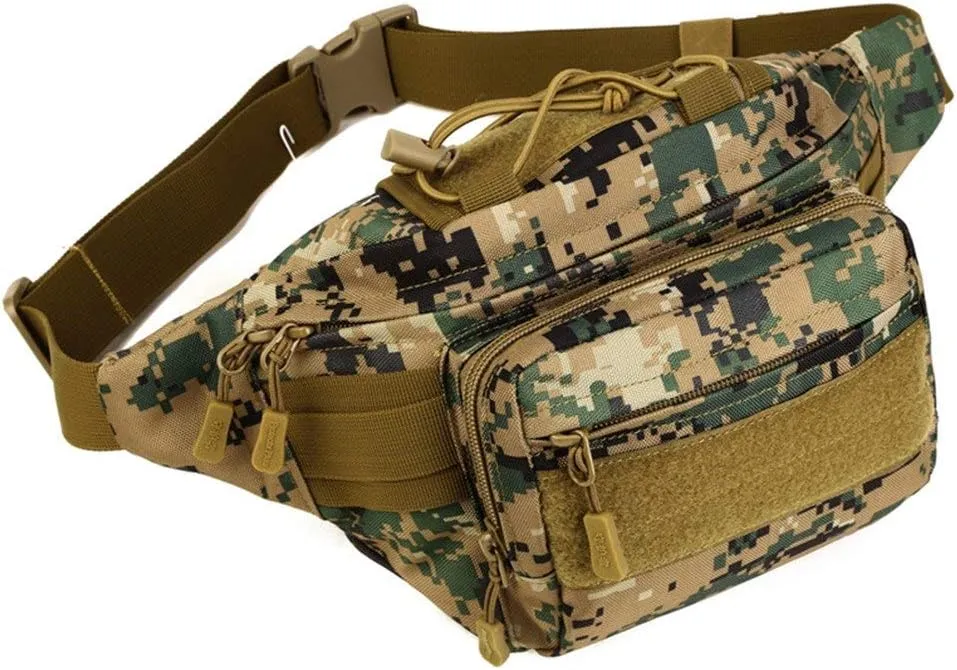 UNISTRENGH Tactical Fanny Pack Military Waist Bag Hip Belt Bumbag Utility Bags for Outdoor Hiking Climbing Fishing (Jungle Camouflage)