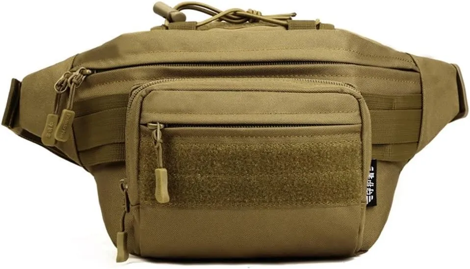 UNISTRENGH Tactical Fanny Pack Military Waist Bag Hip Belt Bumbag Utility Bags for Outdoor Hiking Climbing Fishing (Tan)