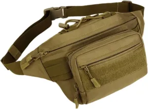 UNISTRENGH Tactical Fanny Pack Military Waist Bag Hip Belt Bumbag Utility Bags for Outdoor Hiking Climbing Fishing (Tan)
