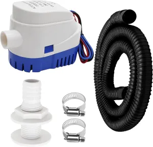 Universal Boat Bilge Pump Kit 1100gph Bilge Pump Plumbing Set Hose Clamps Thru Hull Fitting Submersible Pump