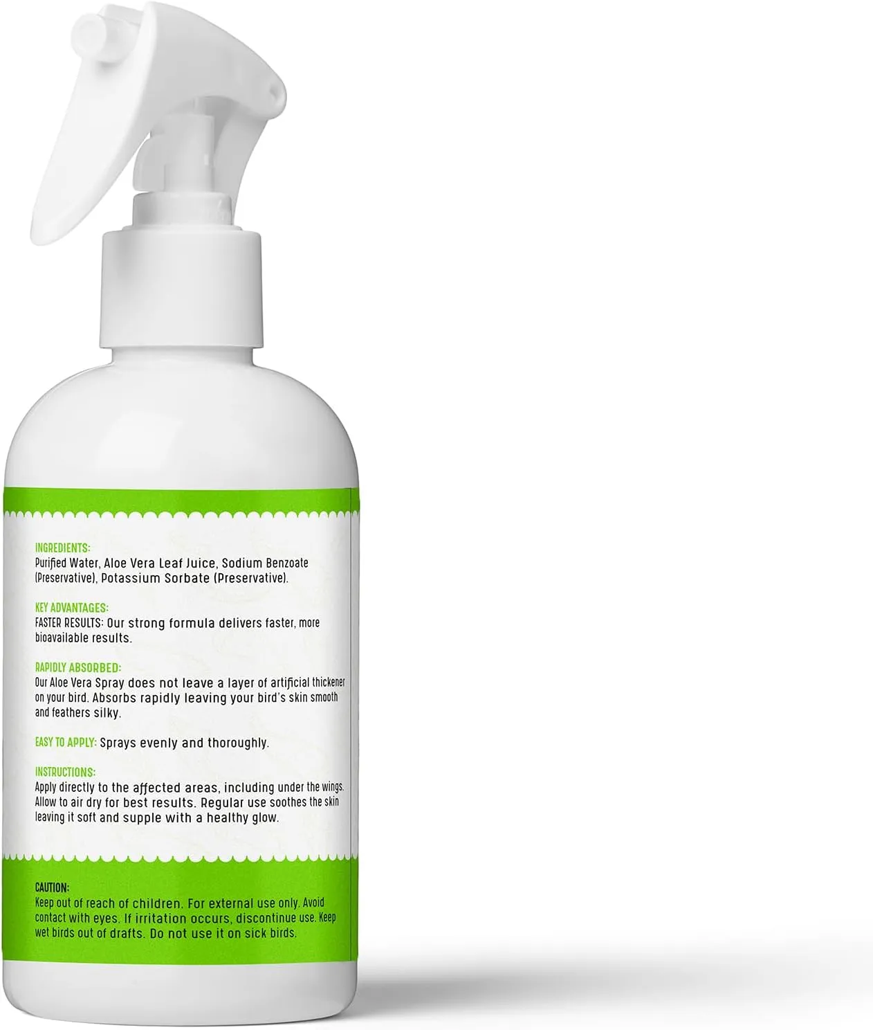 UnRuffledRx™ Aloe Vera Bird Spray for Birds - Daily Relief for Itchy, Dry Skin - 8oz Bird Bath Mist - Safe if Ingested, Natural, Odor-Free, Made in USA