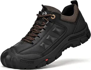 UPIShi Men's Hiking Waterproof Leather Outdoor Breathable Walking Casual Work Shoes