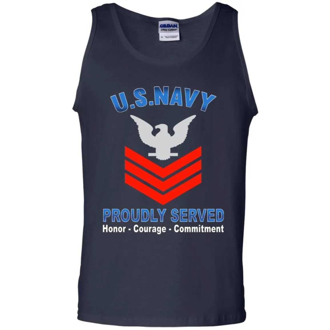 US Navy E-6 Petty Officer First Class E6 PO1 Collar Device Proudly Served T-Shirt On Front